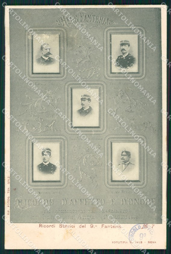 Militari IX° Reggimento Fanteria Ricordi Storici ABRASA cartolina XF4322 – fronte