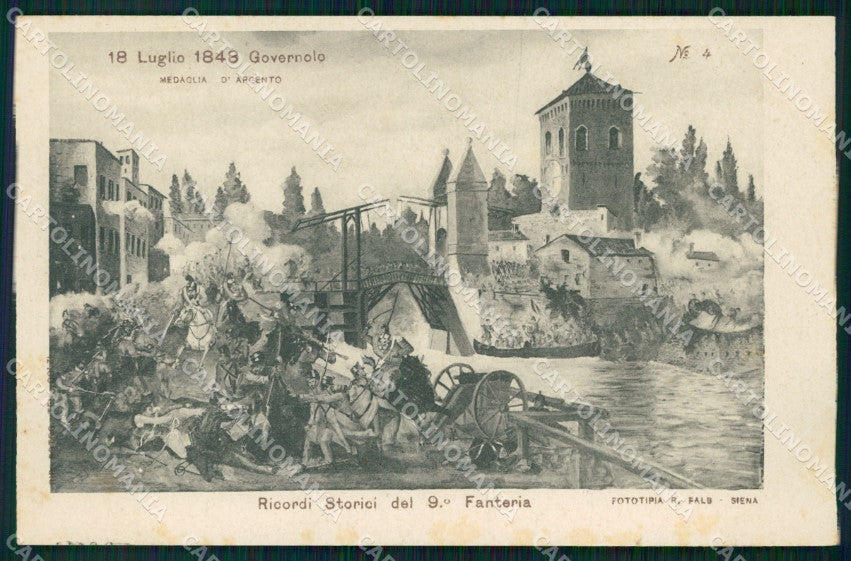 Militari IX° Reggimento Fanteria Ricordi Storici Governolo cartolina XF4323 – fronte
