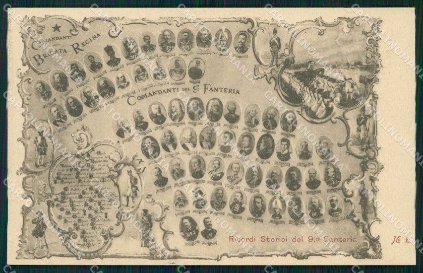 Militari Reggimentali IX° Reggimento Fanteria 1905 serie 26/250 cartolina XF4327 – fronte