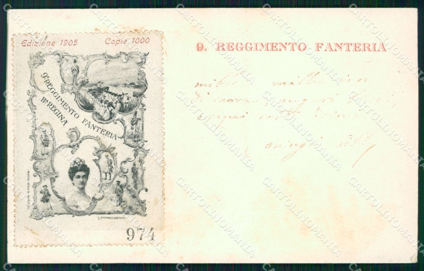 Militari IX° Reggimento Fanteria 1905 serie 974/1000 cartolina XF4333 – fronte