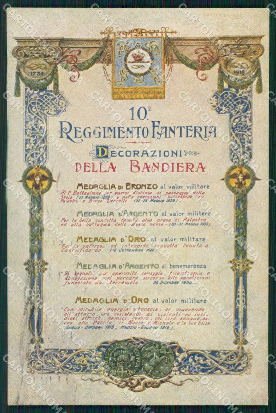 Militari Reggimentali X° Reggimento Fanteria 1921 cartolina XF4356 – fronte