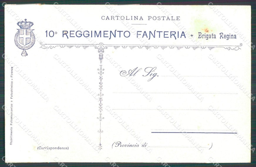 Militari Reggimentali X° Reggimento Fanteria Brigata Regina cartolina XF4369 – retro