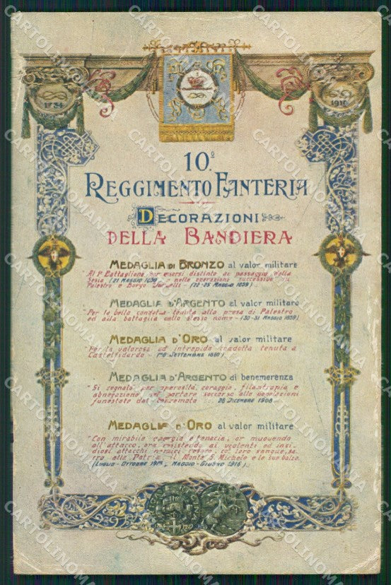 Militari Reggimentali X° Reggimento Fanteria SCOLLATA cartolina XF4371 – fronte