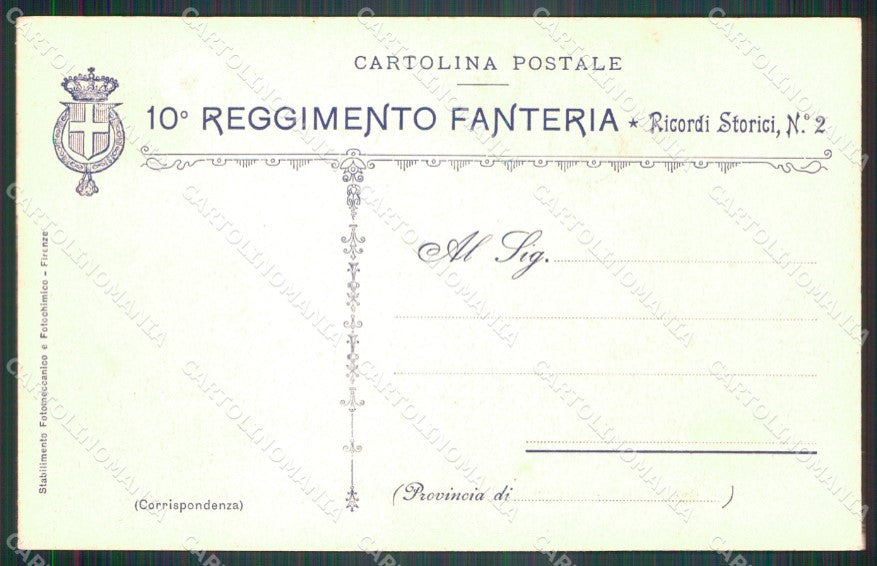 Militari Reggimentali X° Reggimento Fanteria Ricordi Storici cartolina XF4374 – retro
