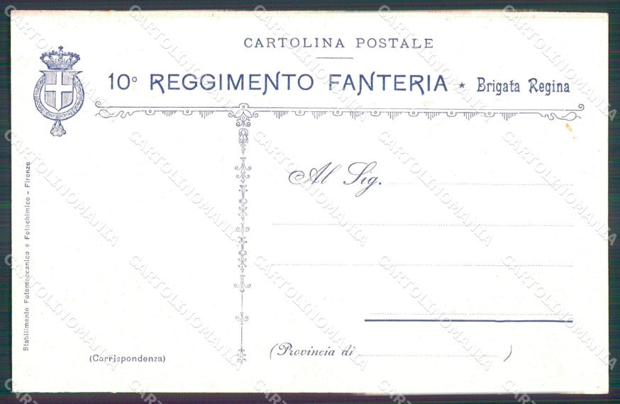 Militari Reggimentali X° Reggimento Fanteria Brigata Regina cartolina XF4379 – retro
