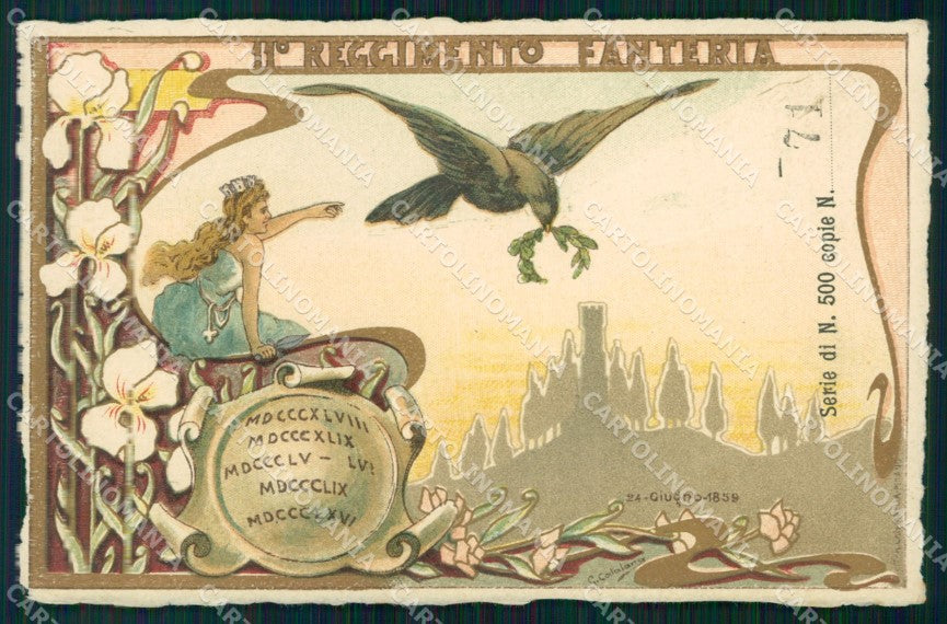 Militari Reggimentali 11º Reggimento Fanteria serie 71/500 cartolina XF4394 – fronte