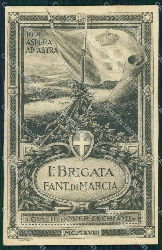 Militari 11º Reggimento Fanteria I° Brigata Marcia Alpini 1918 cartolina XF4400 – fronte