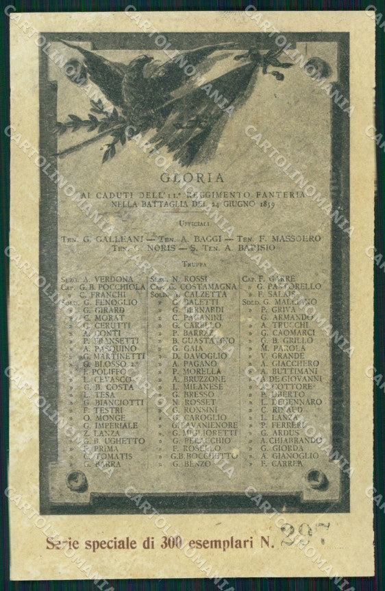 Militari Reggimentali 11º Reggimento Fanteria serie 297/300 cartolina XF4410 – fronte