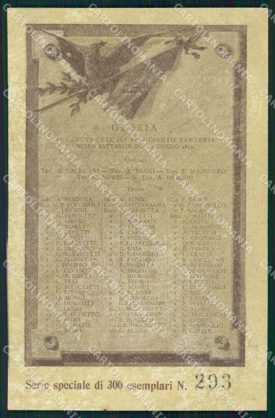 Militari Reggimentali 11º Reggimento Fanteria serie 293/300 cartolina XF4415 – fronte