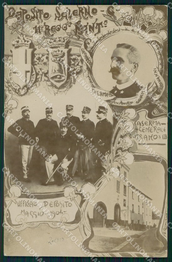 Militari 11º Reggimento Fanteria Salerno Caserma Carrano Foto cartolina XF4419 – fronte