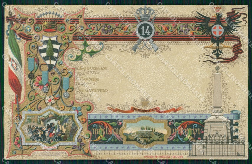 Militari Reggimentali 14º Reggimento Fanteria PIEGHINA cartolina XF4450 – fronte