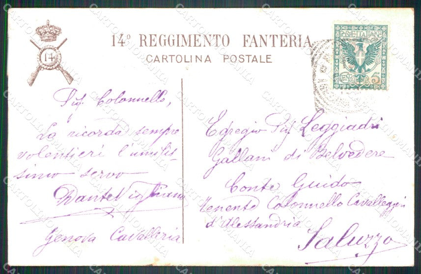 Militari Reggimentali 14º Reggimento Fanteria PIEGHINA cartolina XF4450 – retro