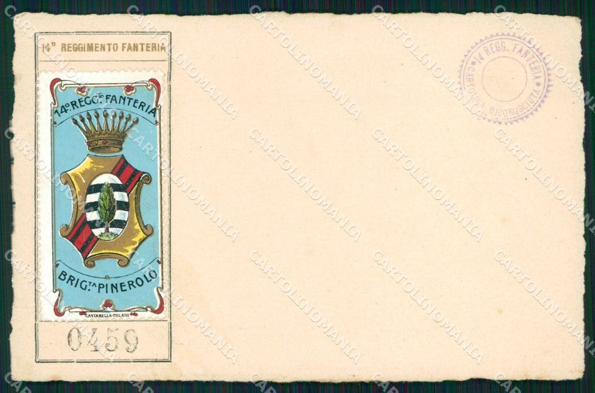 Militari Reggimentali 14º Reggimento Fanteria Brigata Pinerolo cartolina XF4457 – fronte