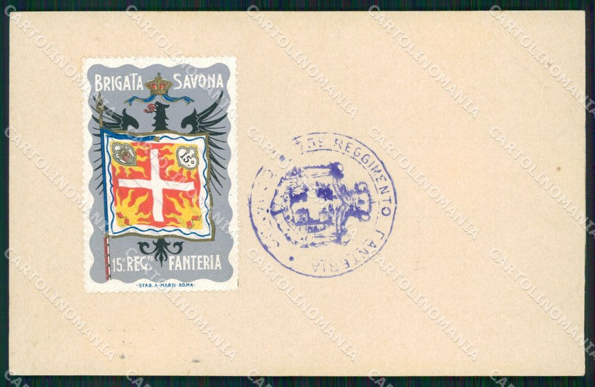Militari Reggimentali 15º Reggimento Fanteria Brigata Savona cartolina XF4460 – fronte