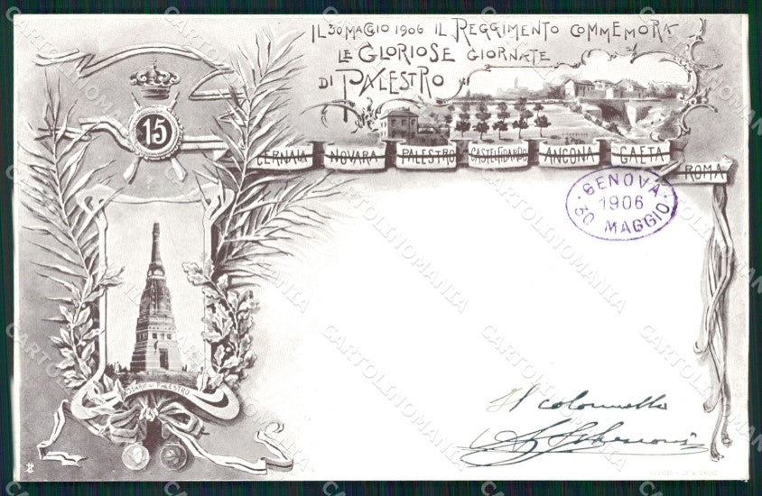 Militari Reggimentali 15º Reggimento Fanteria Palestro cartolina XF4467 – fronte