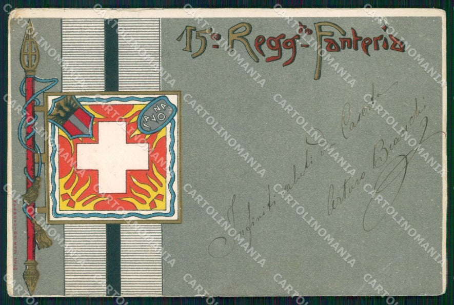 Militari Reggimentali 15º Reggimento Fanteria cartolina XF4470 – fronte