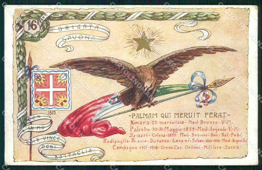 Militari Reggimentali 16º Reggimento Fanteria Brigata Savona cartolina XF4483 – fronte