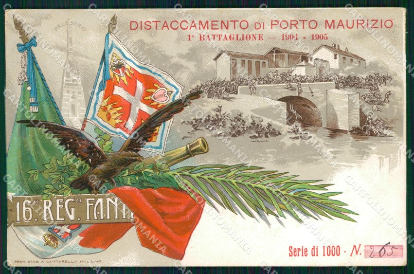 Militari 16º Reggimento Fanteria Porto Maurizio serie 265/1000 cartolina XF4486 – fronte
