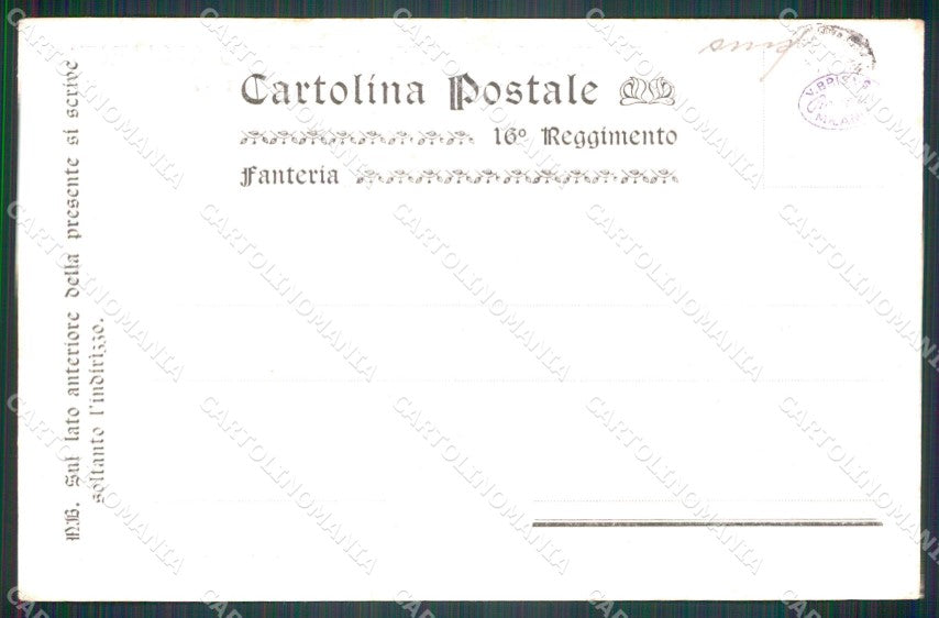 Militari 16º Reggimento Fanteria Porto Maurizio serie 265/1000 cartolina XF4486 – retro