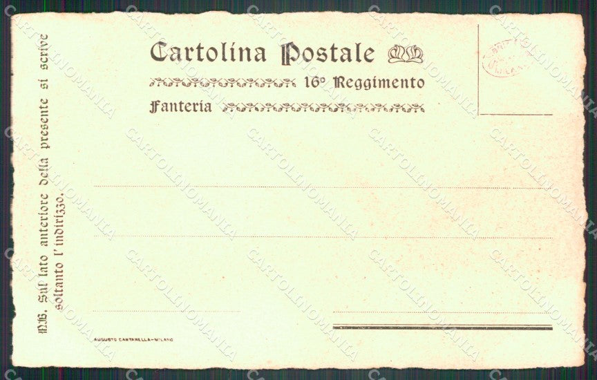 Militari Reggimentali 16º Reggimento Fanteria cartolina XF4488 – retro