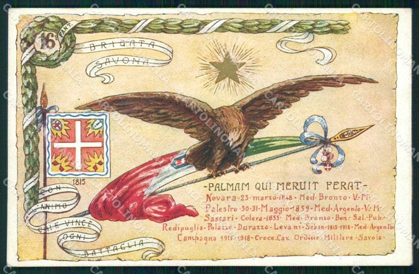 Militari Reggimentali 16º Reggimento Fanteria cartolina XF4493 – fronte