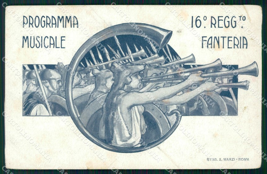 Militari 16º Reggimento Fanteria Programma Musicale RIPARATA cartolina XF4495 – fronte
