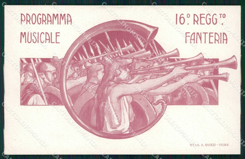 Militari 16º Reggimento Fanteria Programma Musicale cartolina XF4496 – fronte