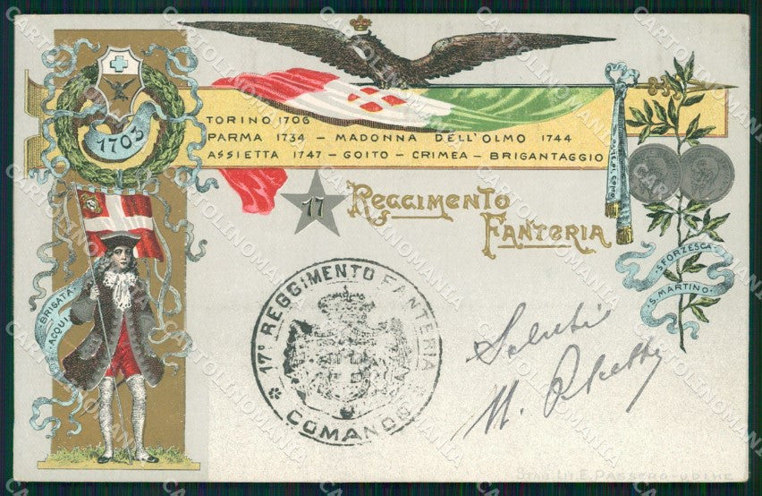Militari Reggimentali 17º Reggimento Fanteria cartolina XF4502 – fronte