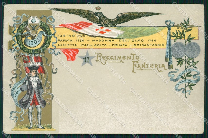 Militari Reggimentali 17º Reggimento Fanteria cartolina XF4505 – fronte
