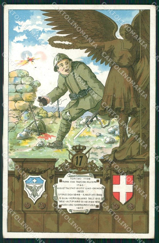 Militari Reggimentali 17º Reggimento Fanteria cartolina XF4513 – fronte