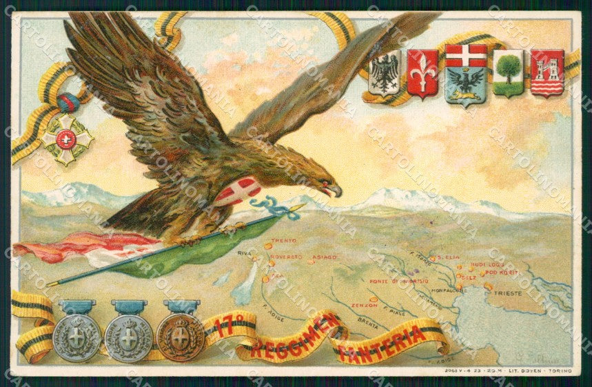 Militari Reggimentali 17º Reggimento Fanteria cartolina XF4516 – fronte