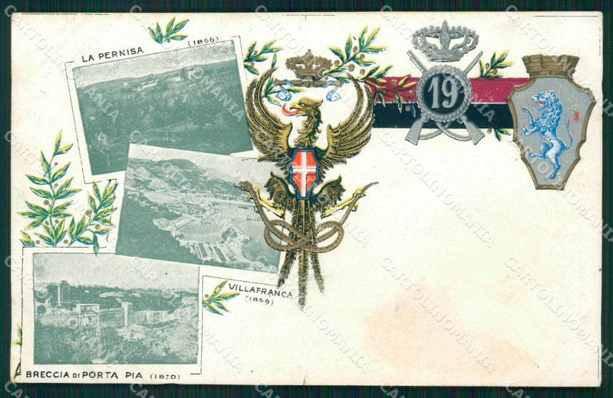Militari 19º Reggimento Fanteria Villafranca Porta Pia ABRASA cartolina XF4538 – fronte