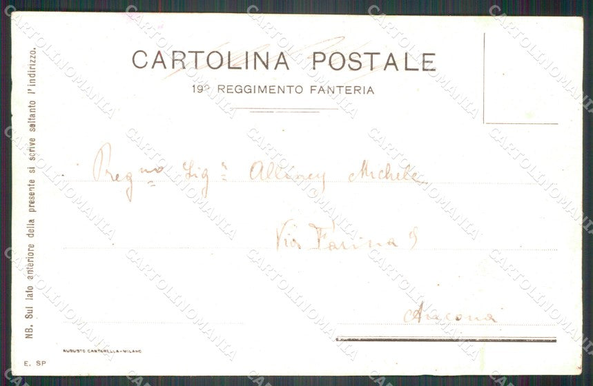 Militari 19º Reggimento Fanteria Villafranca Porta Pia ABRASA cartolina XF4538 – retro