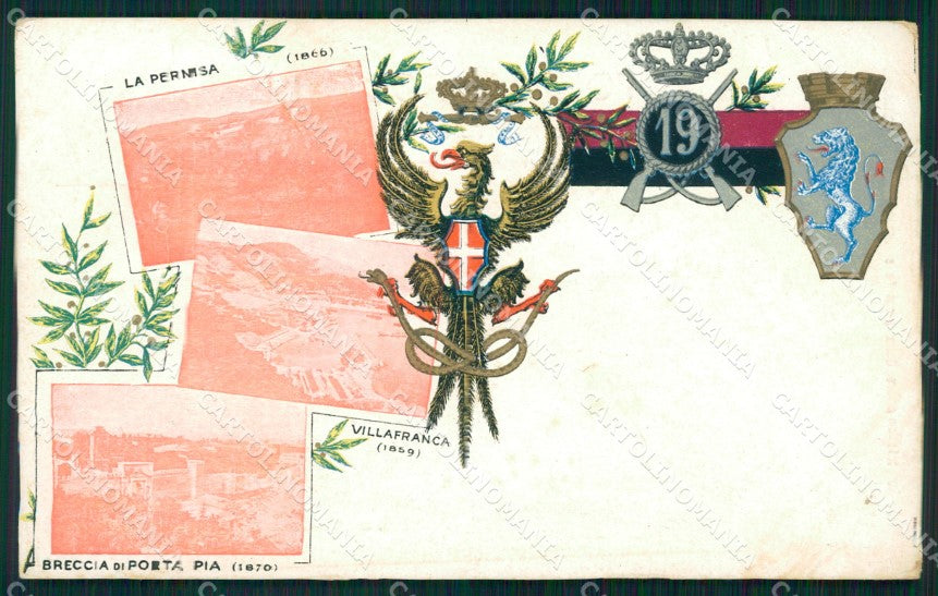 Militari 19º Reggimento Fanteria Villafranca Porta Pia Pernisa cartolina XF4540 – fronte