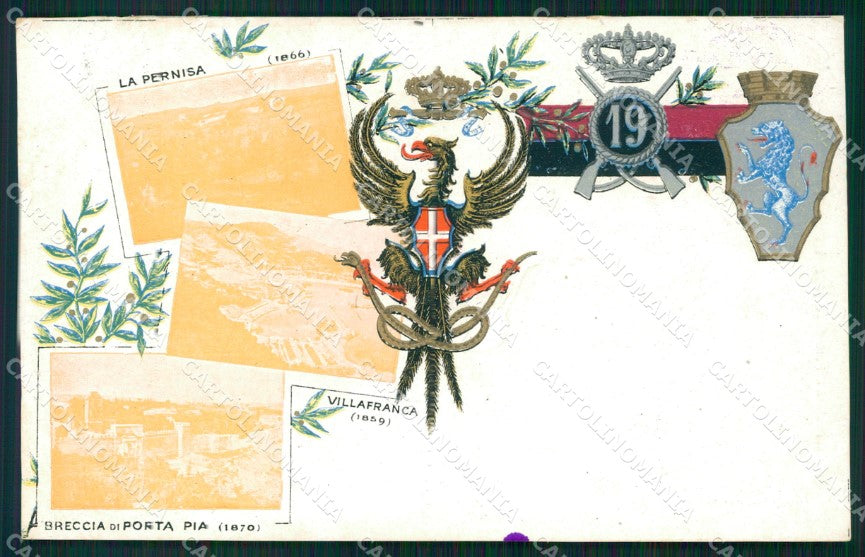 Militari 19º Reggimento Fanteria Villafranca Porta Pia Pernisa cartolina XF4542 – fronte