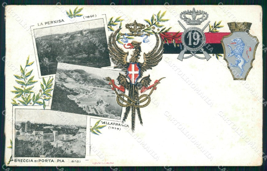 Militari 19º Reggimento Fanteria Villafranca Porta Pia Pernisa cartolina XF4544 – fronte