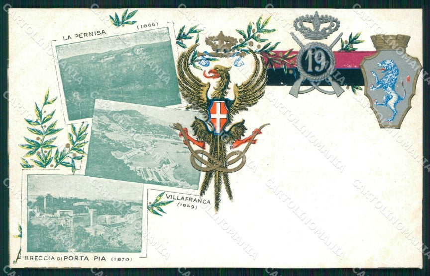 Militari 19º Reggimento Fanteria Villafranca Porta Pia Pernisa cartolina XF4547 – fronte