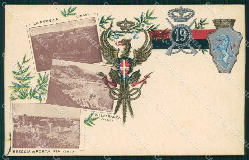 Militari 19º Reggimento Fanteria Villafranca Porta Pia Pernisa cartolina XF4548 – fronte
