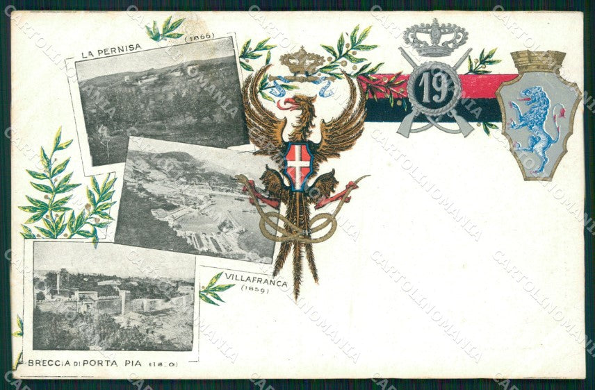 Militari 19º Reggimento Fanteria Villafranca Porta Pia Pernisa cartolina XF4550 – fronte