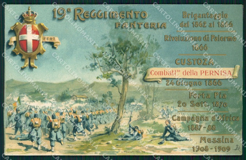Militari Reggimentali 19º Reggimento Fanteria 1911 cartolina XF4552 – fronte