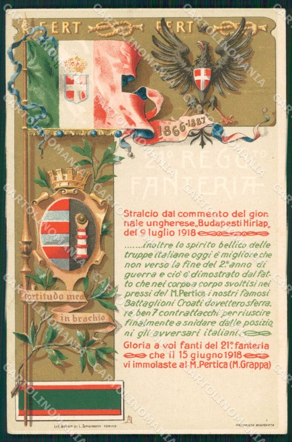 Militari 21º Reggimento Fanteria Budapesti Hirlap Newspaper cartolina XF4563 – fronte