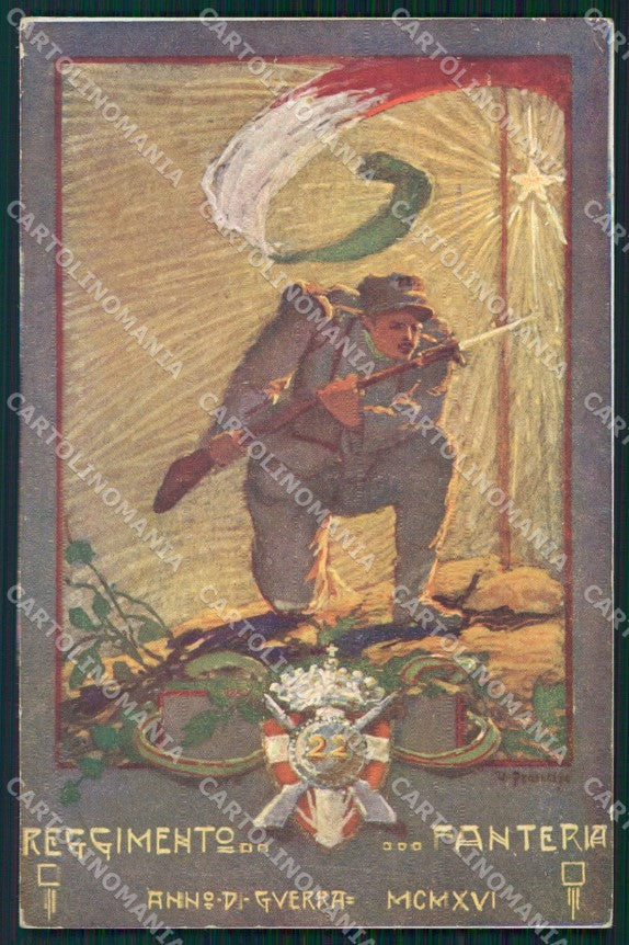 Militari Reggimentali 22º Reggimento Fanteria cartolina XF4567 – fronte