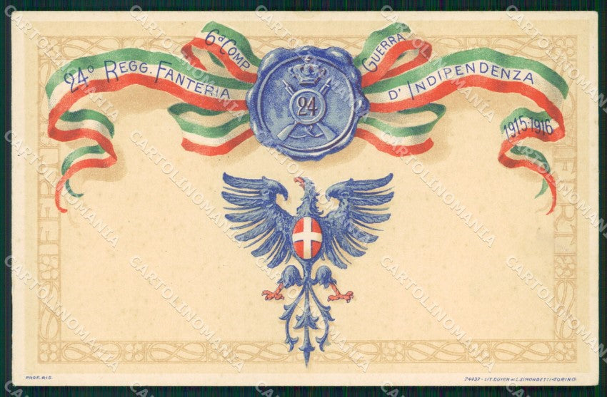 Militari Reggimentali 24º Reggimento Fanteria cartolina XF4604 – fronte