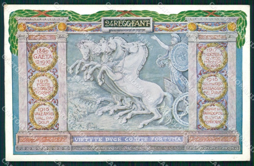 Militari Reggimentali 24º Reggimento Fanteria 1922 Novelli cartolina XF4605 – fronte