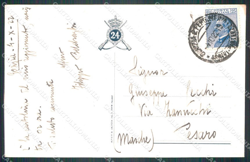 Militari Reggimentali 24º Reggimento Fanteria 1922 Novelli cartolina XF4605 – retro