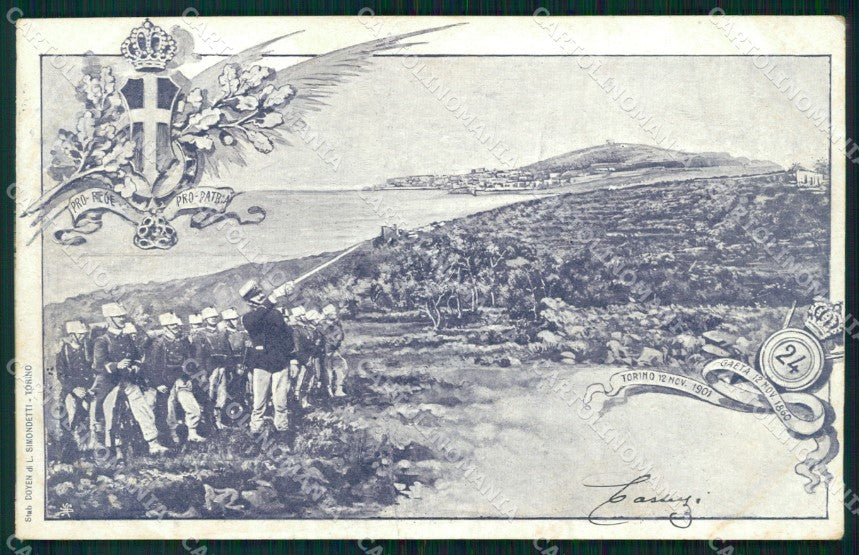 Militari Reggimentali 24º Reggimento Fanteria Gaeta cartolina XF4614 – fronte