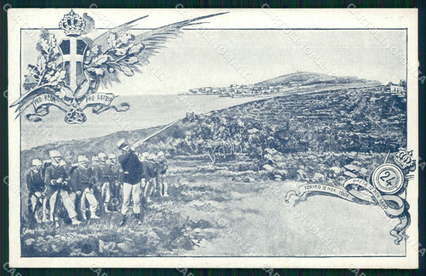 Militari Reggimentali 24º Reggimento Fanteria Gaeta cartolina XF4615 – fronte