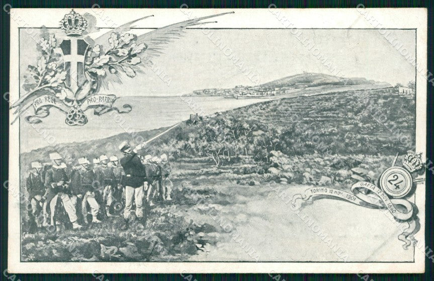 Militari Reggimentali 24º Reggimento Fanteria Gaeta cartolina XF4618 – fronte