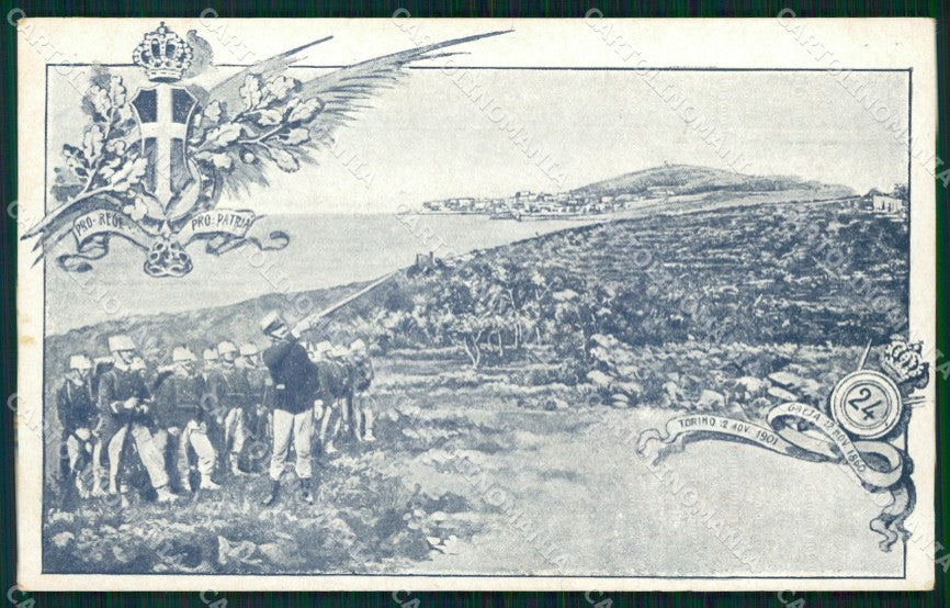 Militari Reggimentali 24º Reggimento Fanteria Gaeta cartolina XF4621 – fronte