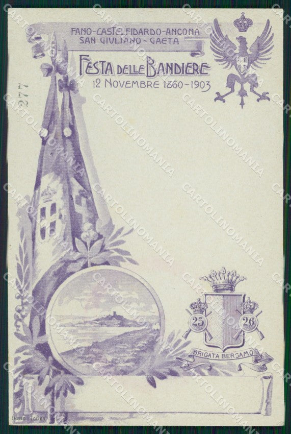 Militari 25º 26º Reggimento Fanteria Festa 1903 Brigata Bergamo cartolina XF4626 – fronte